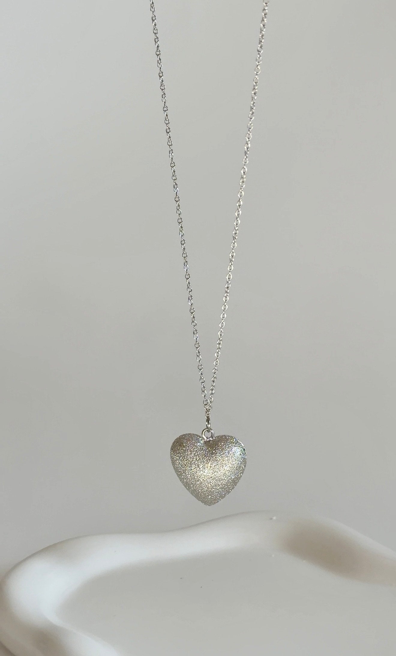 Sparkly Matte Heart Necklace