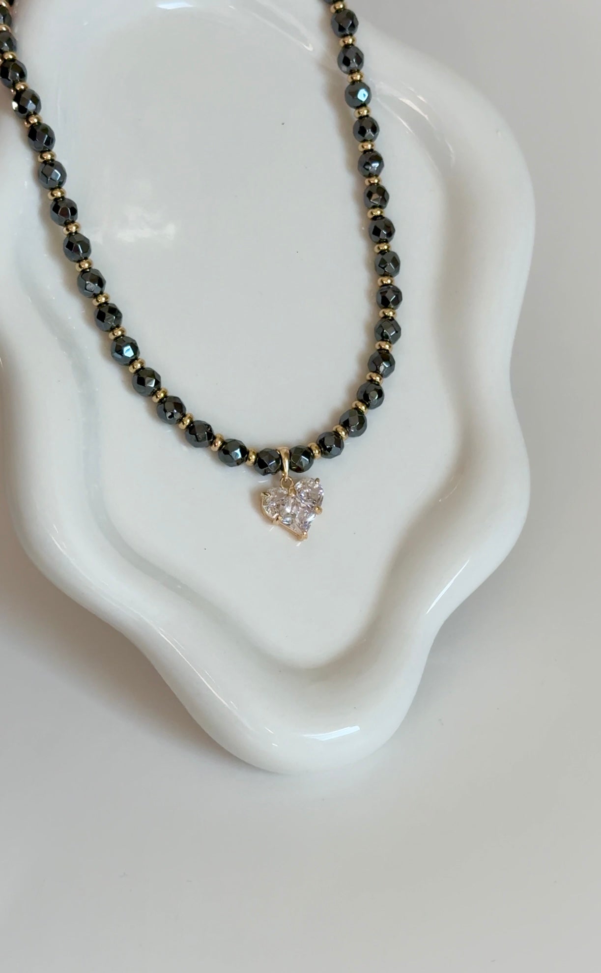 Black Hematite n Gold accent neckalce