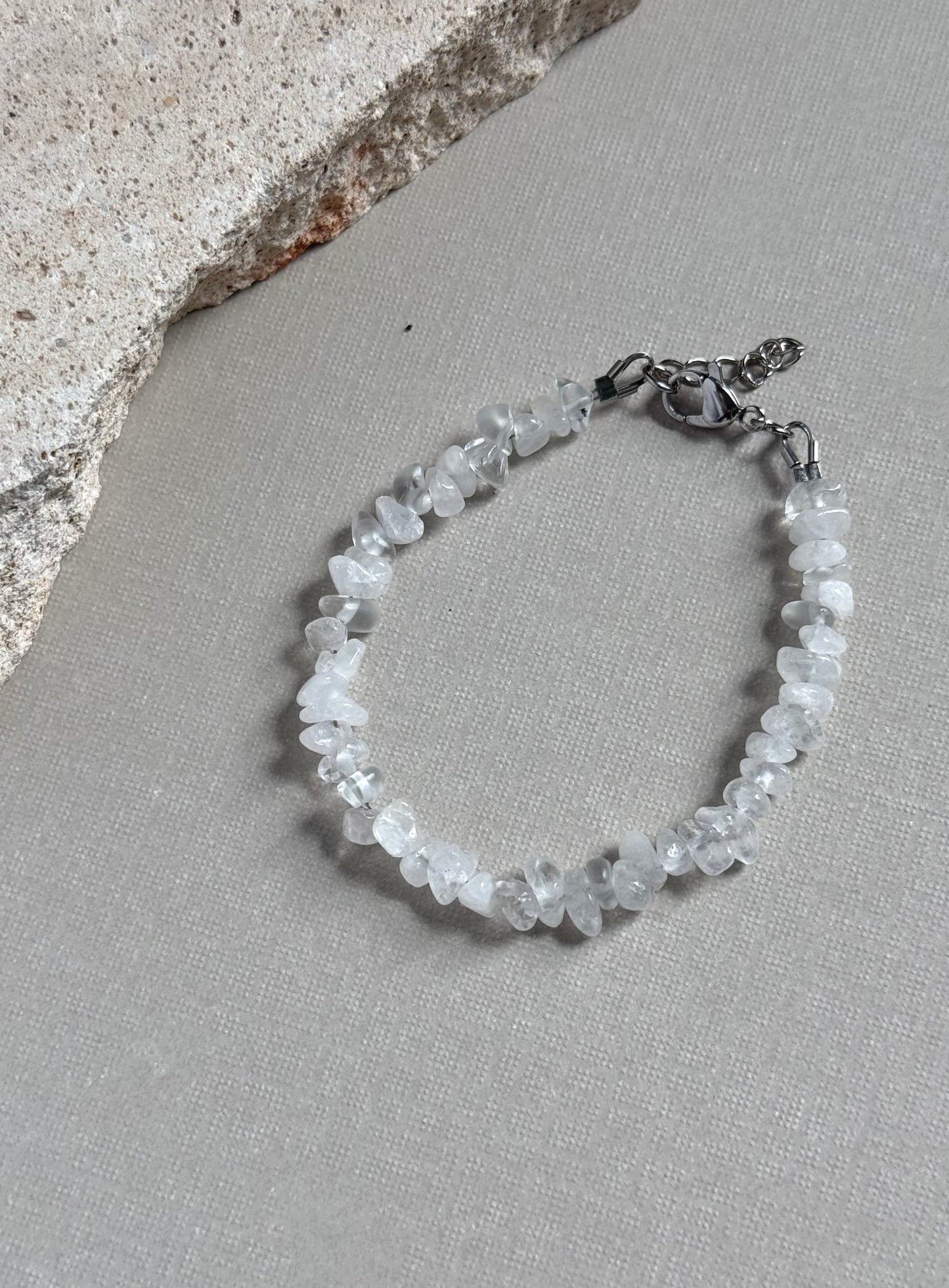 White Natural Quartz Beaded Bracelet