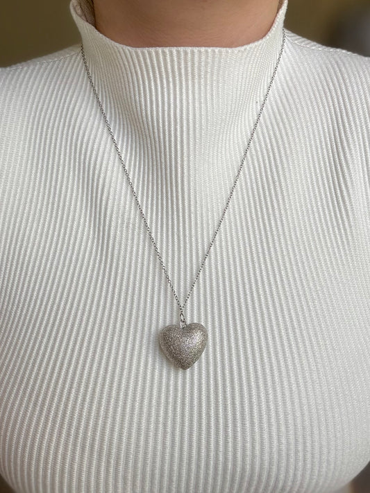 Sparkly Matte Heart Necklace