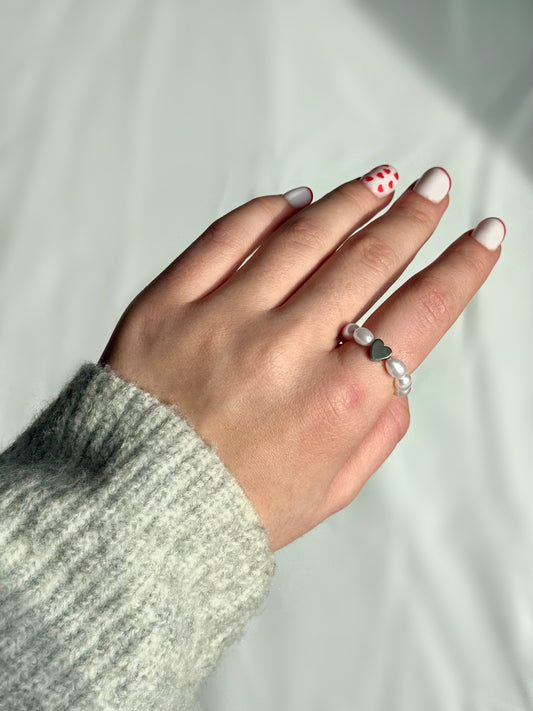 Fresh Water Pearl Ring With Heart