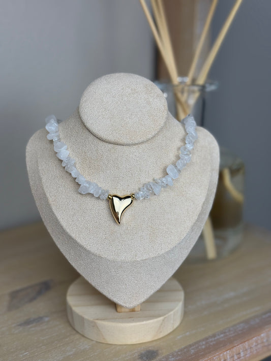 Natural Quartz Stone Heart Pendant Necklace