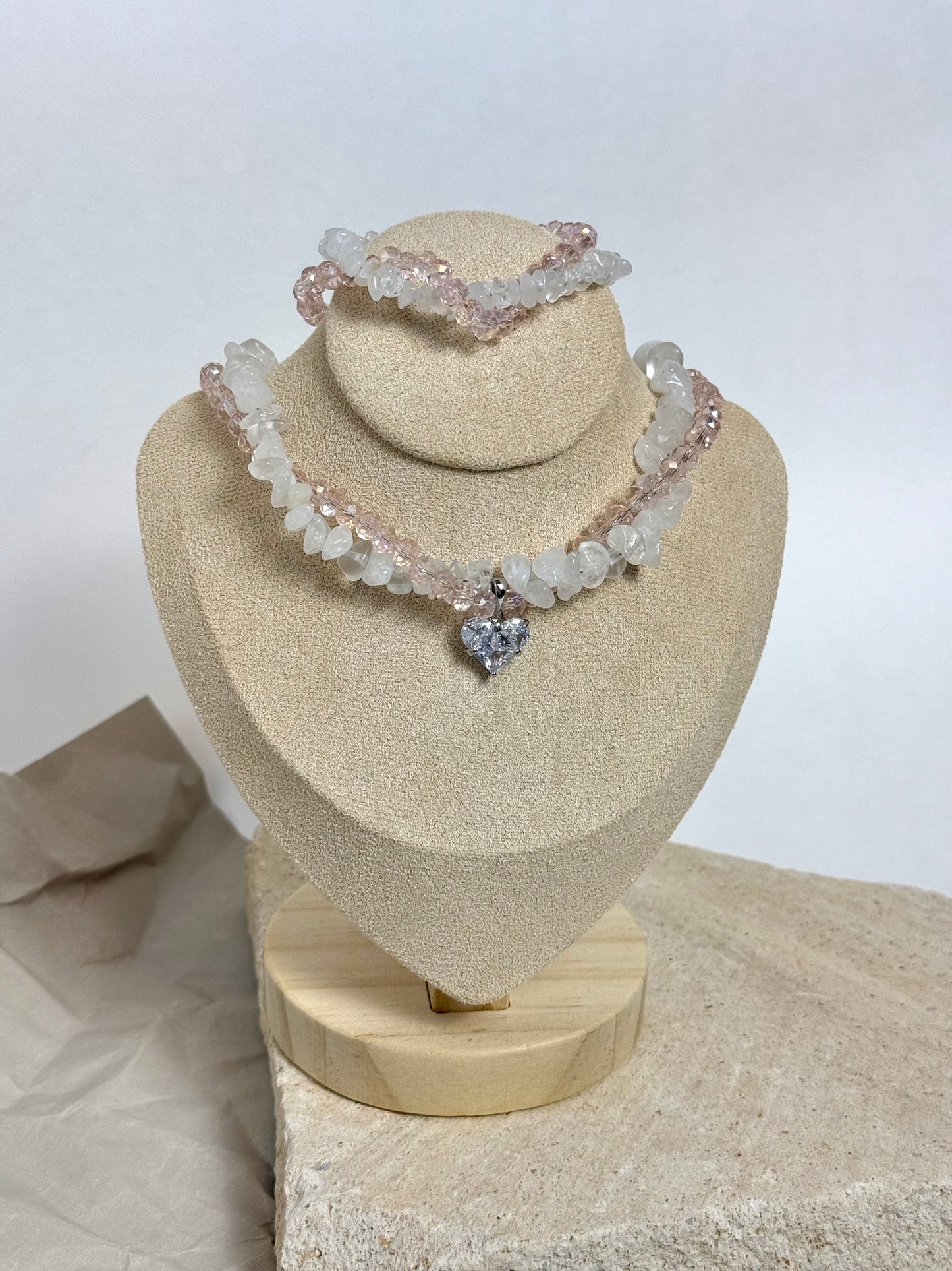 Natural Quartz Twisted Crystal Beaded Necklace