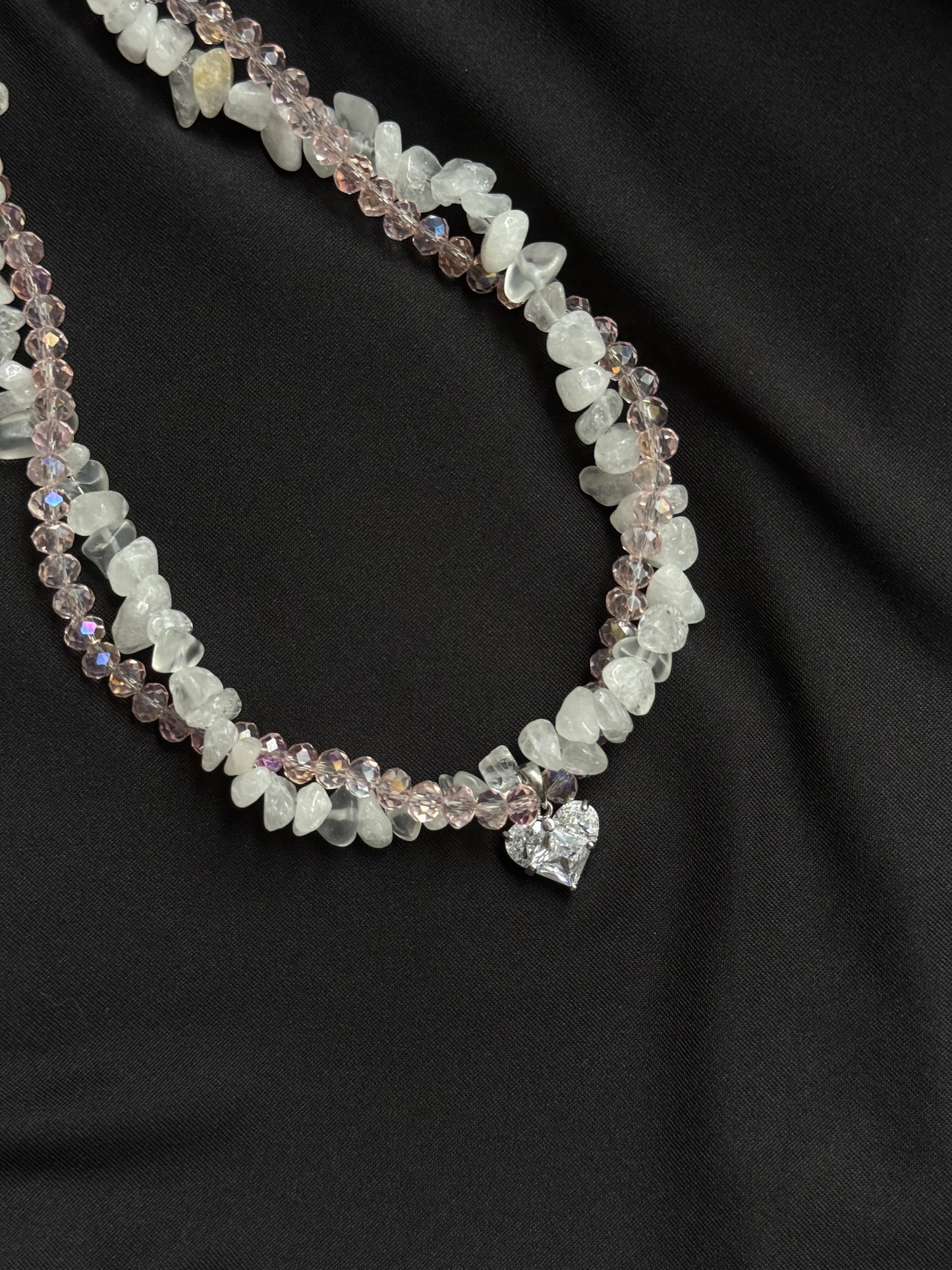 Natural Quartz Twisted Crystal Beaded Necklace